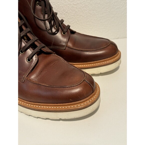 GRENSON ASA Brown Leather Boots Sz 7.5 Derby Lace Up Round Toe XL Extra Light - Picture 4 of 14